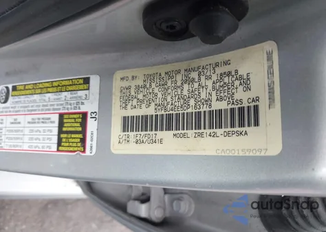 2013 Toyota Corolla S z USA, uszkodzony, nr VIN 5YFBU4EE5DP163778